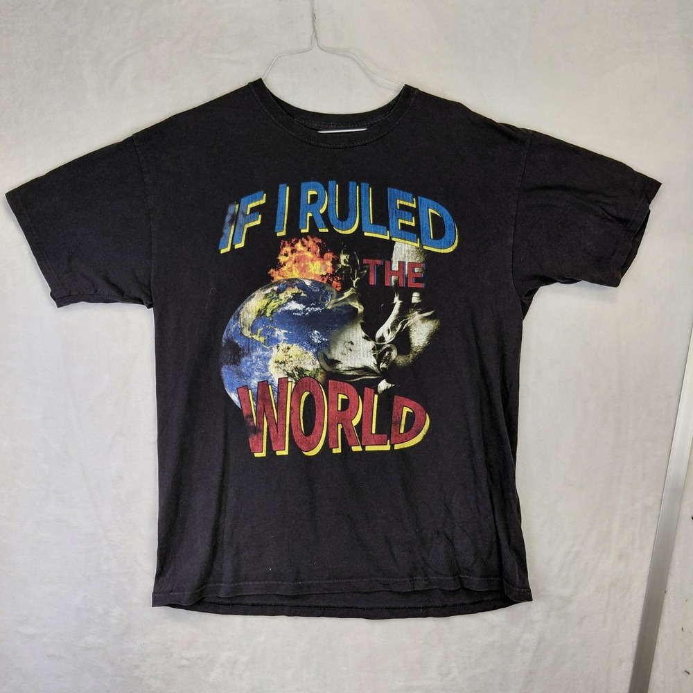 Nas If I Ruled The World Graphic T-Shirt Mens XL Black Cotton Hip Hop Rap Tee